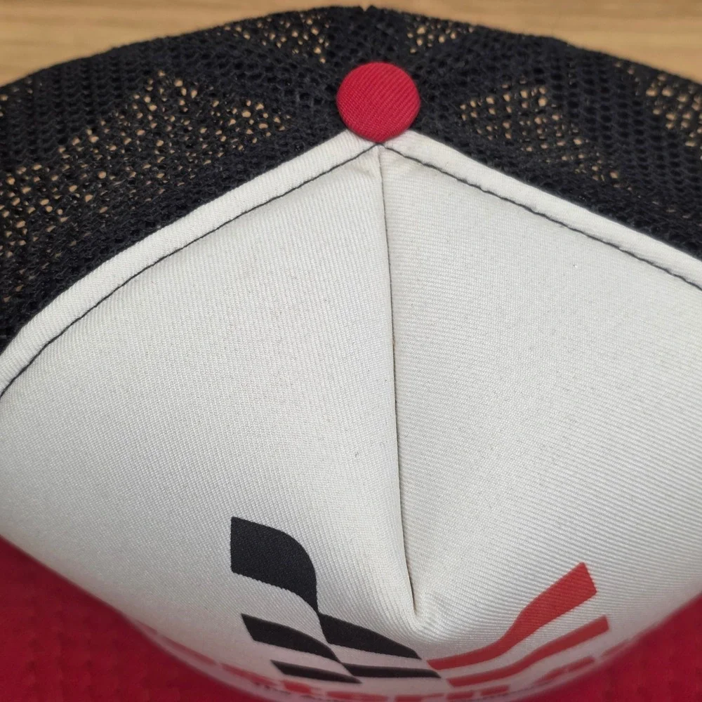 Vintage Western Auto‎ Trucker Hat Mens OSFA Red White Black Racing Mesh Cap 80's